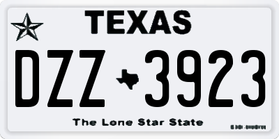 TX license plate DZZ3923