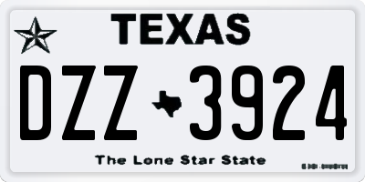 TX license plate DZZ3924