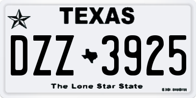 TX license plate DZZ3925