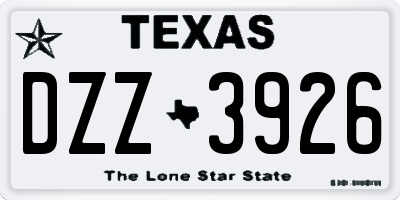 TX license plate DZZ3926