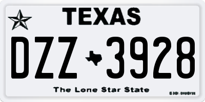 TX license plate DZZ3928