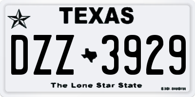 TX license plate DZZ3929