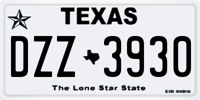 TX license plate DZZ3930