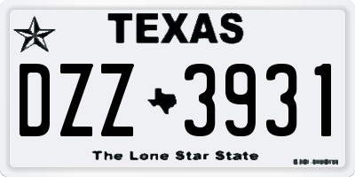 TX license plate DZZ3931