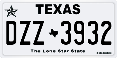 TX license plate DZZ3932