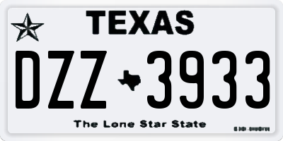 TX license plate DZZ3933