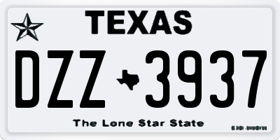 TX license plate DZZ3937