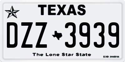 TX license plate DZZ3939