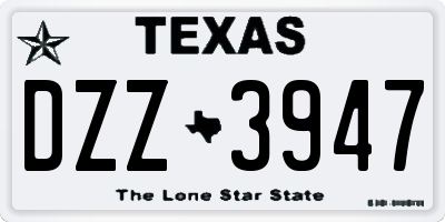 TX license plate DZZ3947