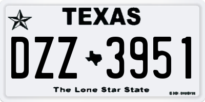 TX license plate DZZ3951