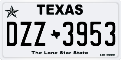 TX license plate DZZ3953