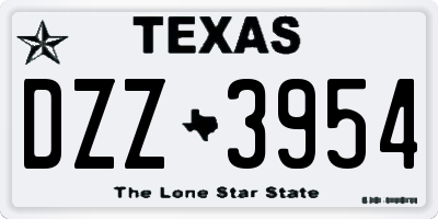 TX license plate DZZ3954