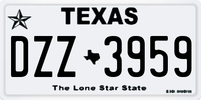 TX license plate DZZ3959