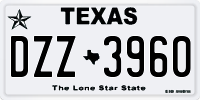 TX license plate DZZ3960