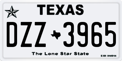 TX license plate DZZ3965