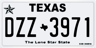 TX license plate DZZ3971