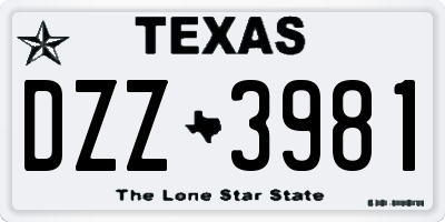TX license plate DZZ3981