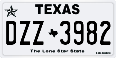TX license plate DZZ3982