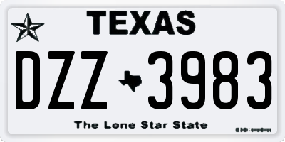 TX license plate DZZ3983