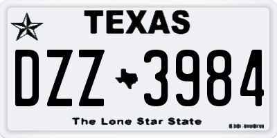 TX license plate DZZ3984