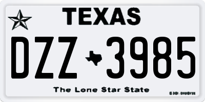 TX license plate DZZ3985