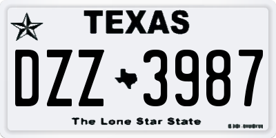 TX license plate DZZ3987