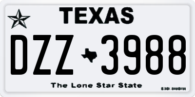 TX license plate DZZ3988