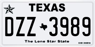 TX license plate DZZ3989