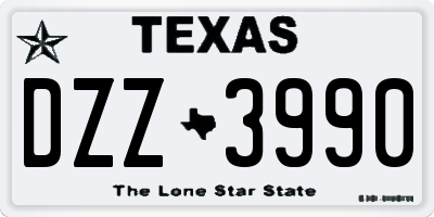 TX license plate DZZ3990