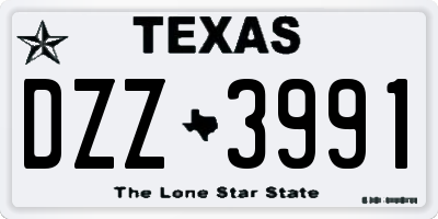 TX license plate DZZ3991