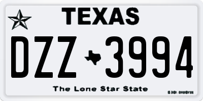 TX license plate DZZ3994