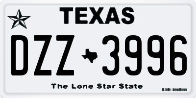 TX license plate DZZ3996