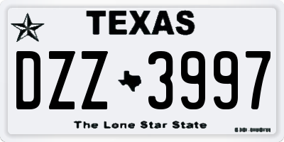 TX license plate DZZ3997