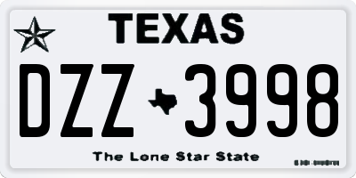 TX license plate DZZ3998