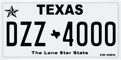 TX license plate DZZ4000