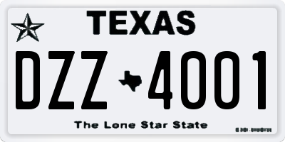 TX license plate DZZ4001