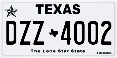 TX license plate DZZ4002