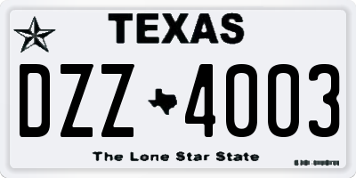 TX license plate DZZ4003