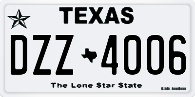 TX license plate DZZ4006
