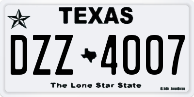 TX license plate DZZ4007
