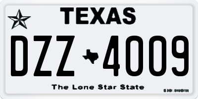 TX license plate DZZ4009