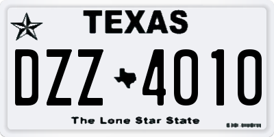 TX license plate DZZ4010