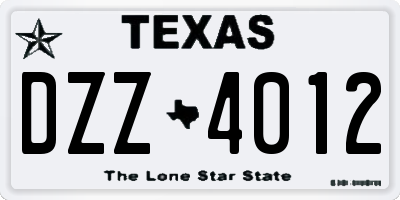 TX license plate DZZ4012