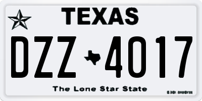 TX license plate DZZ4017