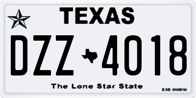TX license plate DZZ4018