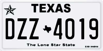 TX license plate DZZ4019