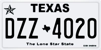 TX license plate DZZ4020