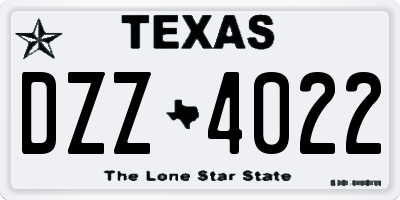TX license plate DZZ4022