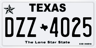 TX license plate DZZ4025