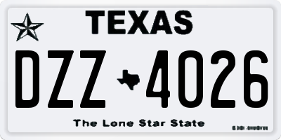 TX license plate DZZ4026